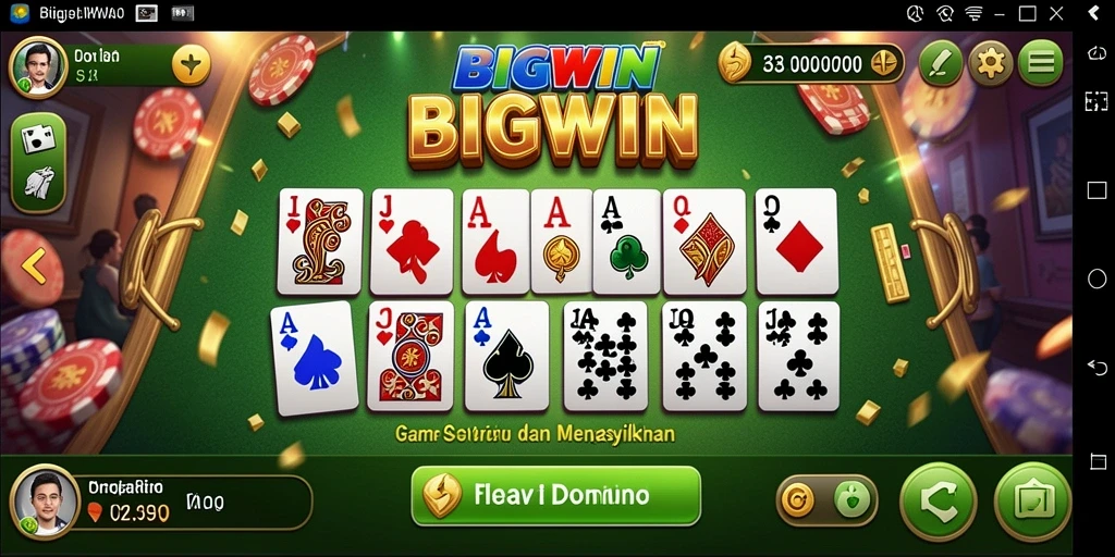 Tampilan menarik dari gameplay BIGWIN dalam permainan domino.