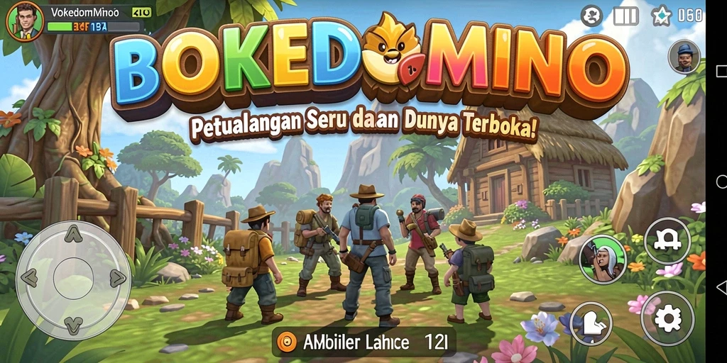 Tampilan gameplay BOKEDOMINO di dunia terbuka yang menakjubkan.