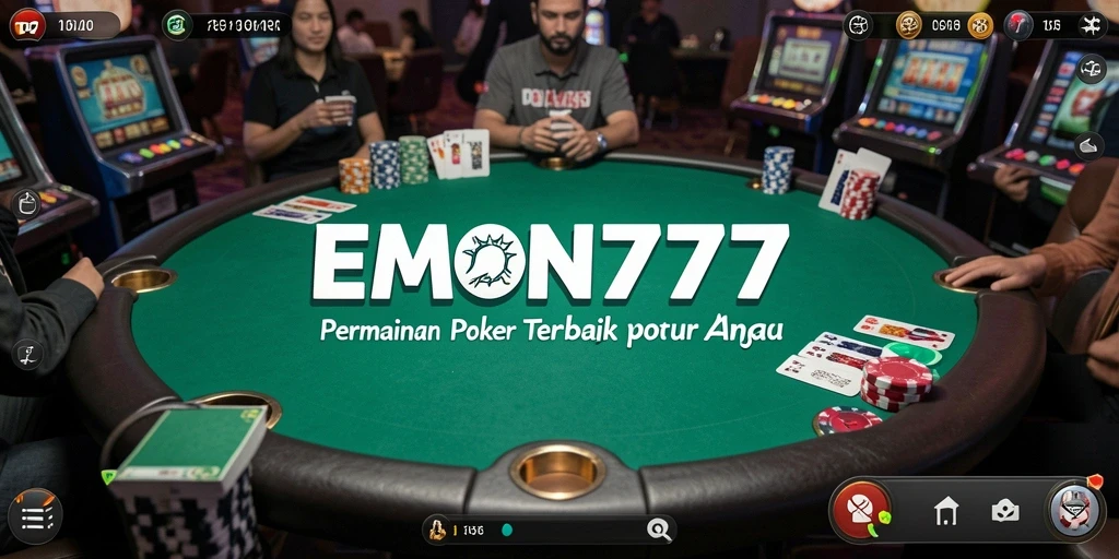 Tampilan gameplay poker yang seru dan menarik di EMON777.
