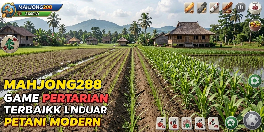 Screenshot gameplay MAHJONG288 yang menampilkan aktivitas bertani yang menyenangkan.