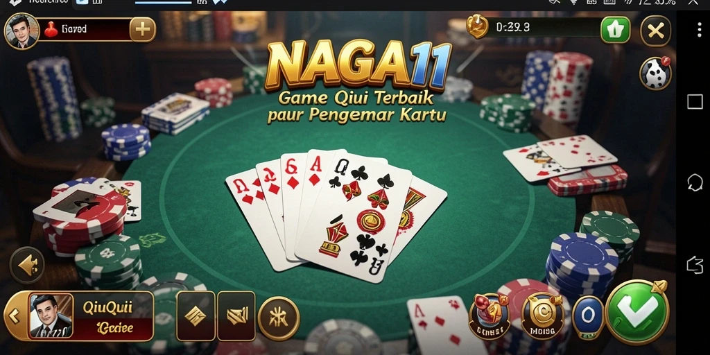 Tampilan gameplay NAGA11 yang menarik dan seru dalam permainan QiuQiu.