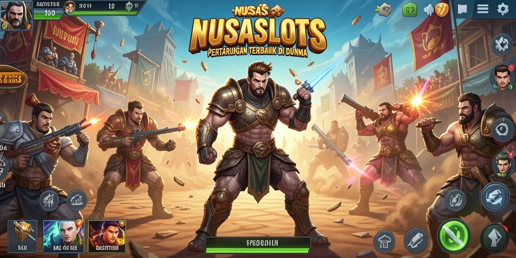 Tampilan gameplay NUSASLOTS yang mendebarkan dalam pertempuran Battle Royale.