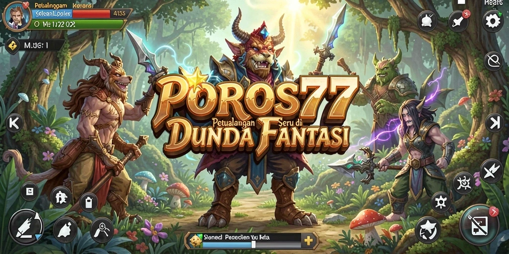 Tampilan gameplay seru di POROS77 dengan aksi berpetualang.