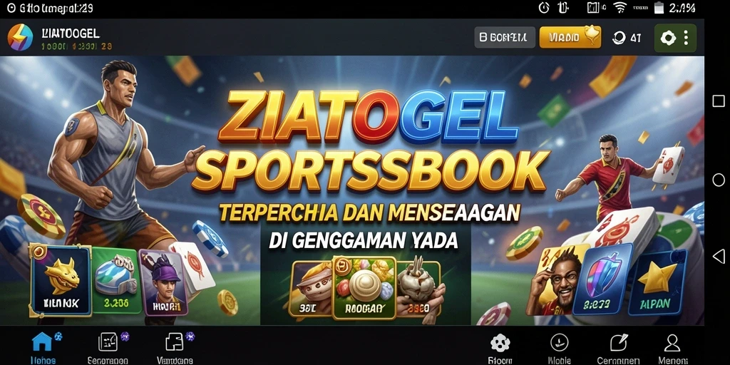 Screenshot gameplay ZIATOGEL dengan tampilan taruhan olahraga.